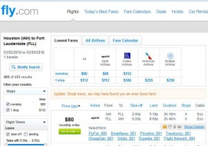 Houston-Fort Lauderdale: Fly.com Search Results