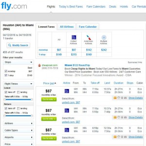 Houston-Miami: Fly.com Search Results