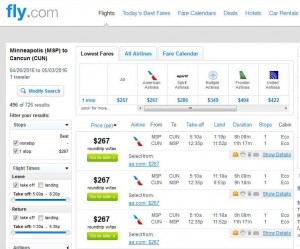 Minneapolis-Cancun: Fly.com Search Results