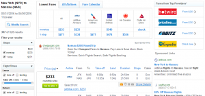 NYC to Nassau: Fly.com Results Page