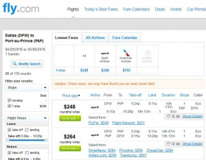 Dallas-Port-au-Prince: Fly.com Search Results ($264)