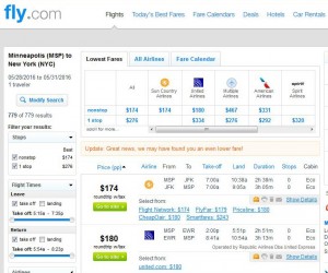 Minneapolis-New York City: Fly.com Search Results