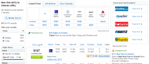NYC to Orlando: Fly.com Results Page