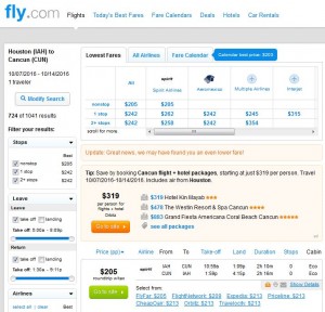 Houston-Cancun: Fly.com Search Results