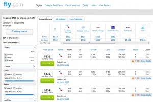 IAH-SNN: Fly.com Search Results