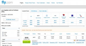 Los Angeles-Portland: Fly.com Search Results