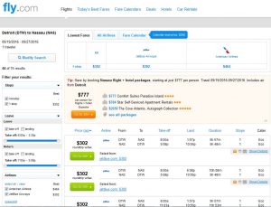 DTW-NAS: Fly.com Search Results ($302)