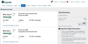 IAH-DEN: Expedia Booking Page
