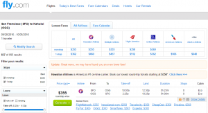 SF to Maui: Fly.com Results Page