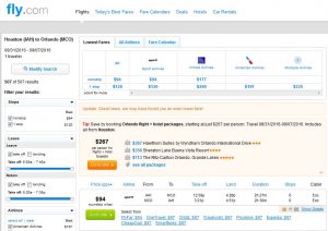 IAH-MCO: Fly.com Search Results