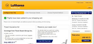 NYC to Dusseldorf: Lufthansa Booking Page