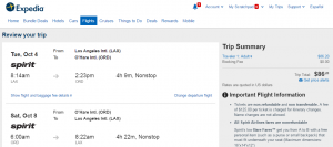 LA to Chicago: Expedia Booking Page