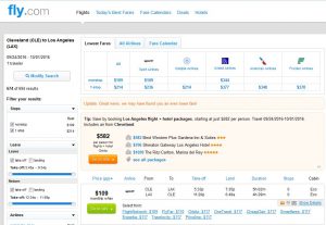 CLE-LAX: Fly.com Search Results ($117)