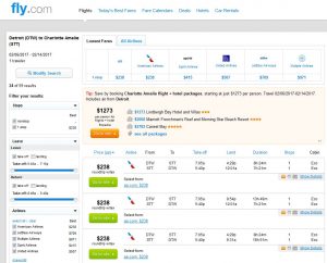 DTW-STT: Fly.com Search Results