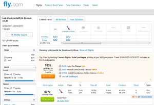 Los Angeles to Cancun: Fly.com Results