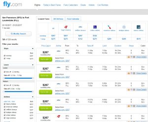 San Francisco to Ft. Lauderdale: Fly.com Results