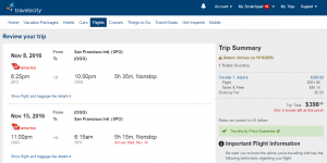 SF to Maui: Travelocity Booking Page