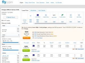 Chicago to Cancun: Fly.com Results