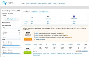 IAH-MCO: Fly.com Search Results