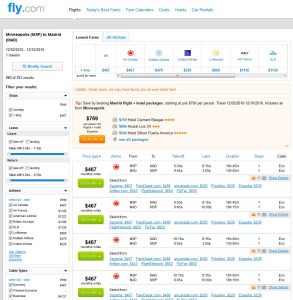 MSP-MAD: Fly.com Search Results