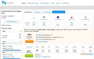 CVG-LAX Fly.com Search Results ($177)